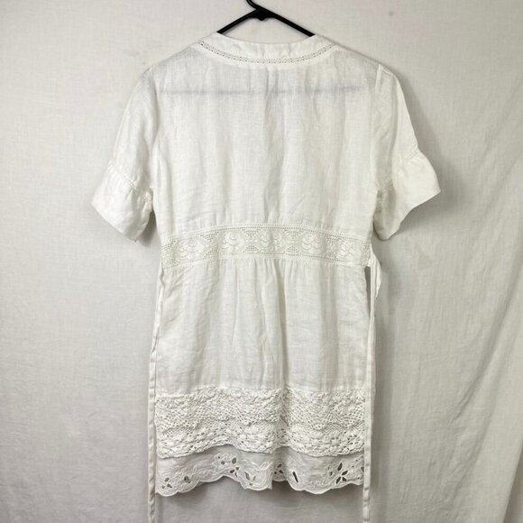 Nenette Linen Lace Short Dress Women Small - Medium Coquette Cottage Romantic - Picture 10 of 16